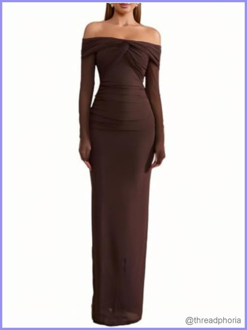 Off Shoulder Long Sleeve Bodycon Maxi Dress